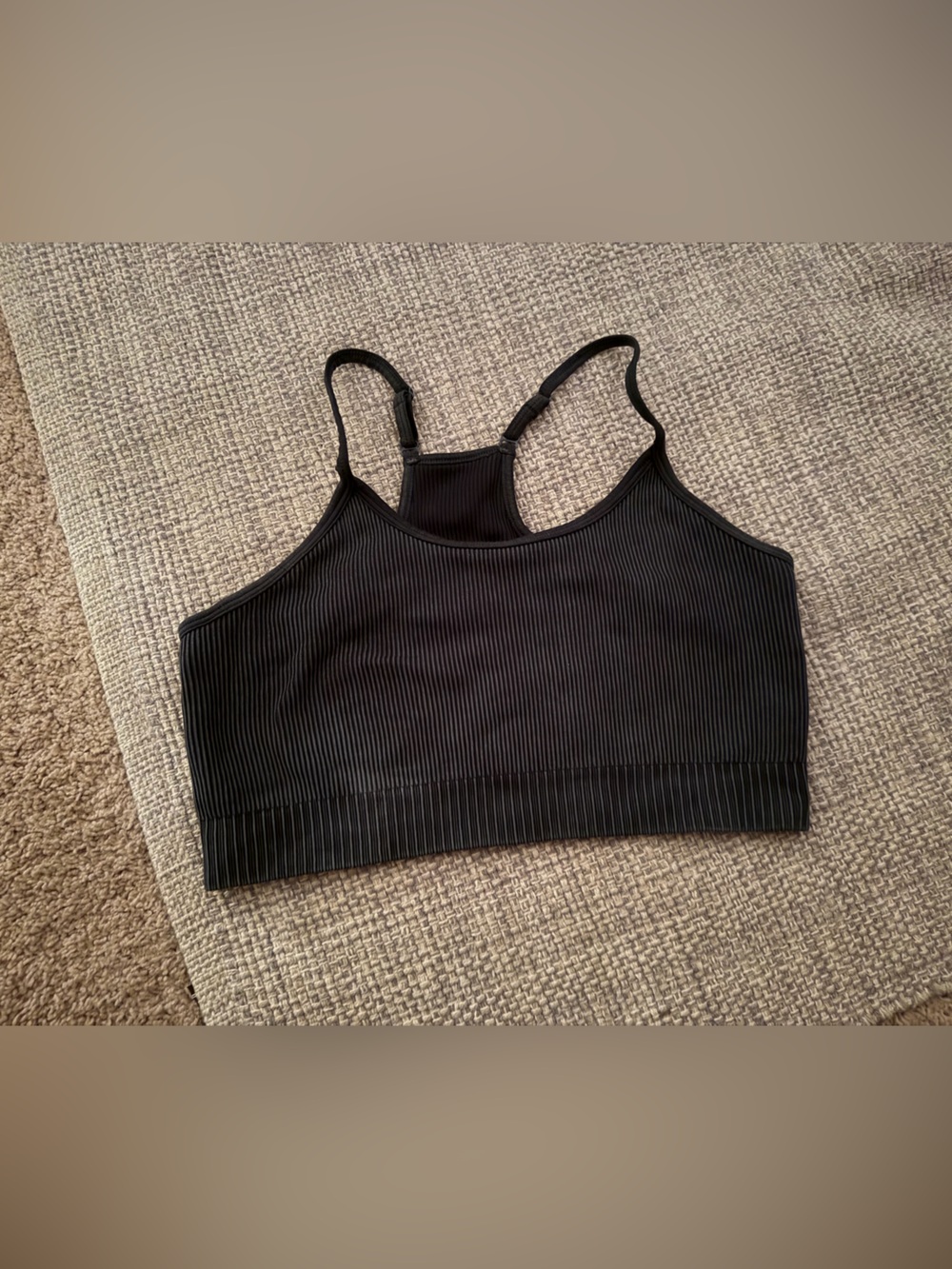 Green Ribbed Racerback Sports Bra - Women